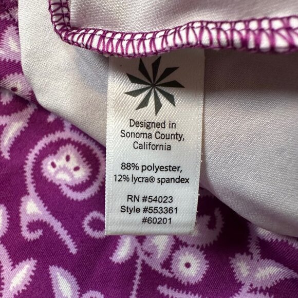 Athleta Faux Wrap Purple Floral Athletic Stretch V-Neck Dress Women's Medium - Picture 7 of 7